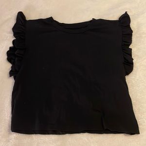 Black ruffle sleeve top